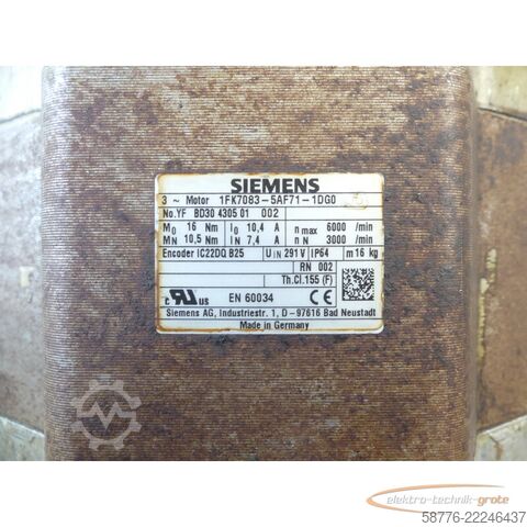 Besturingsunit Siemens Rotor für 1FK7083-5AF71 Motor SN: YFBD30430501002