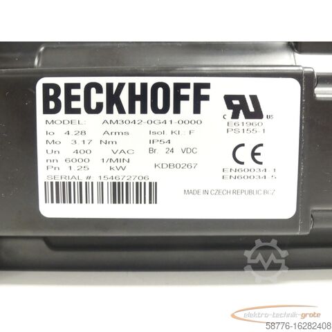 Motore Beckhoff Beckhoff AM3042-0G41-0000 Servomotor SN:154672706