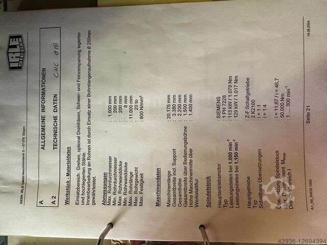 CNC Drehmaschine Ø 1400 x 13.000 mm IRLE Germany IWDS 1000 CNC
