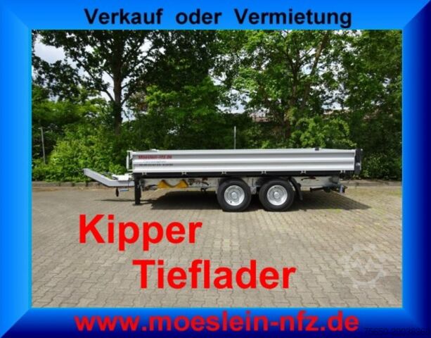 Reboque basculante Möslein TTD11 weiß  neuer Tandem 3- Seitenkipper Tieflader-- Neufahrzeug --