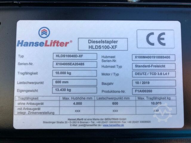 Schwerlaststapler - Diesel Hanselifter HLDS10040D-XF
