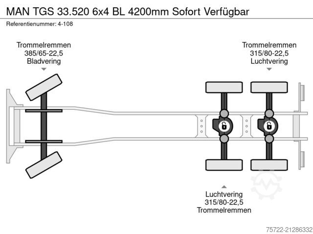 Šasija sa taksijem MAN TGS 33.520 6x4 BL 4200mm Sofort Verfügbar