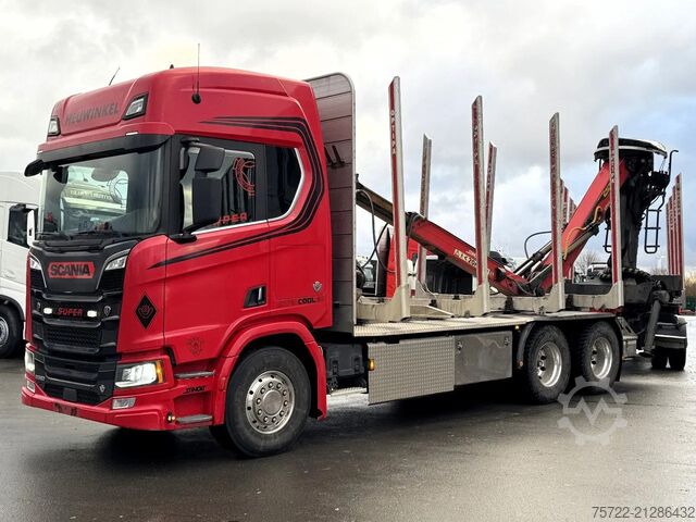 Timber transporter Scania R580 6x4 Kurzholz LKW mit Epsilon M12Z 83