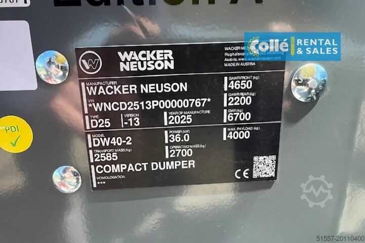 Gelede knickdumper Wacker Neuson DW40 | NEW 2025