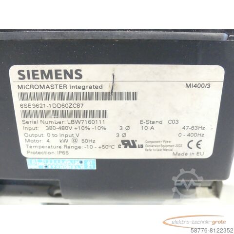 Siemens motor Siemens 1 UA7113-4BB26 - Z + 6SE9621-1DD60 - Z C87 - generalüberholt! -