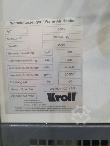 Stationaire heteluchtverwarming 360S Kroll 360S