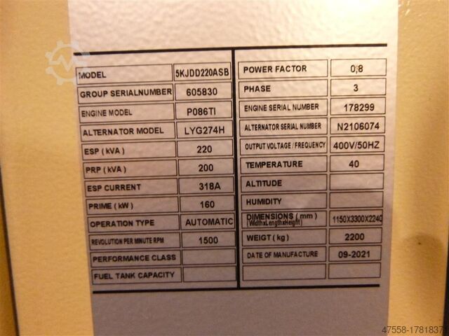Generator Doosan PO86TI