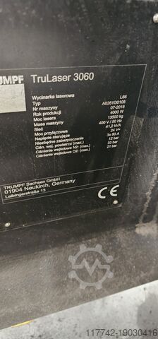 Cortadora láser TRUMPF TruLaser 3060 L66 fiber