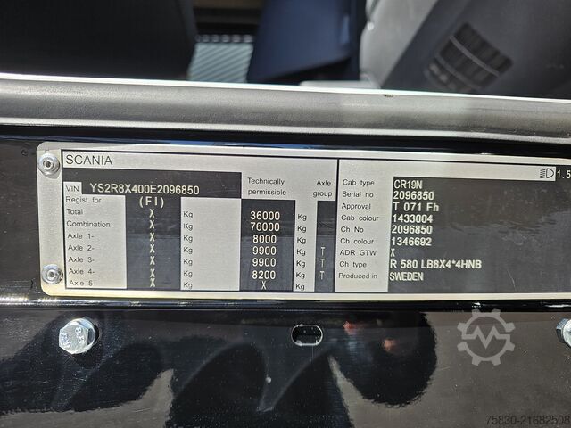 Haakarmsysteem Scania T580 8x4*4 / TORPEDO / HOOKLIFT / ABROLKIPPER