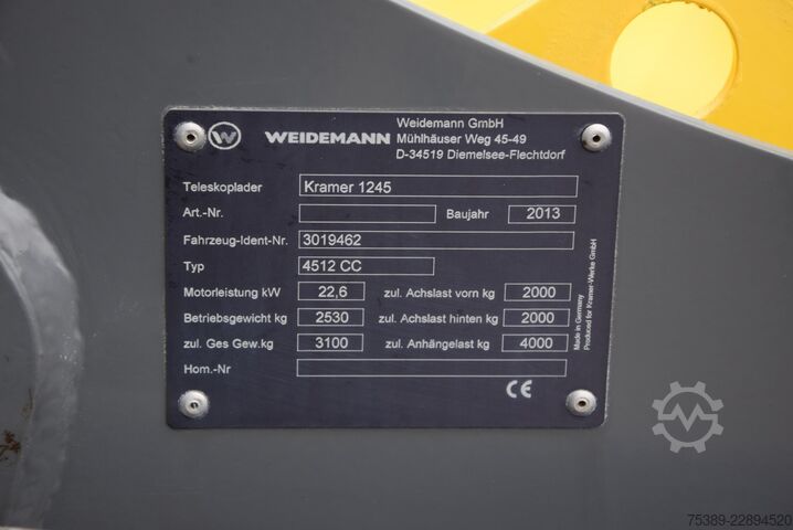 Teleskoplastare KRAMER 1245 Teleskop Klappschaufel Gabel 1393 Stunden