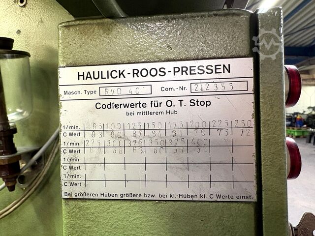 Tryk på HAULICK ROOS RVD 40