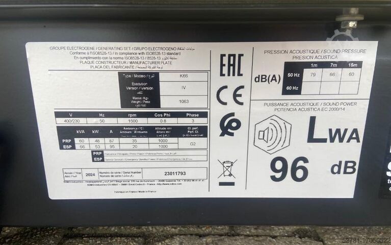 Generator set Sdmo K66 - 66 kVA Generator - DPX-17006