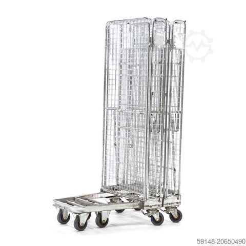 Gebruikte 3-Heks rolcontainer a-frame nestbaar  - L:850 x B:715 x H:1900mm - Grijs - Kruizinga 99-1547-D850GB