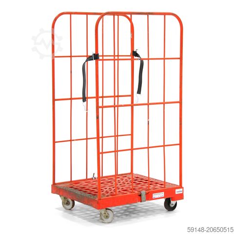 Gebruikte 2-Heks rolcontainer insteekhekken + 2 nylon spanbanden  - L:820 x B:720 x Kruizinga 99-6144GB