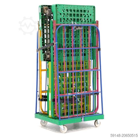 Gebruikte 2-Heks rolcontainer insteekhekken + 2 nylon spanbanden  - L:820 x B:720 x Kruizinga 99-6144GB