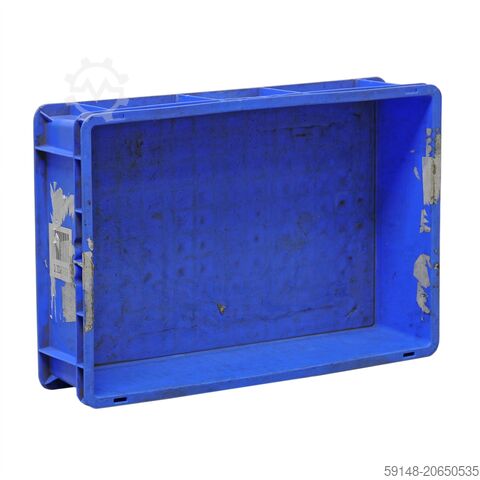 Gebruikte Euronorm stapelbakken alle wanden gesloten  - L:600 x B:400 x H:150mm - Blauw - Kruizinga 99-7044GB-PAL