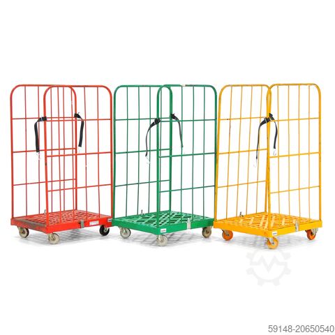 Gebruikte 2-Heks rolcontainer insteekhekken + 2 nylon spanbanden - L:810 x B:720 x Kruizinga 99-8305GB