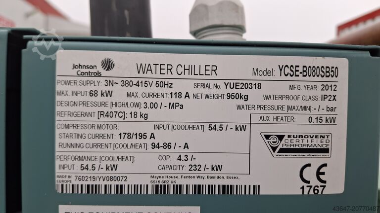 Chiller,Chiller / Cooling Compressor York YCSE-B080SB50