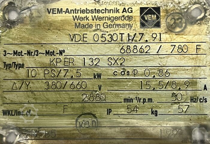 Silnik trójfazowy / Silnik kołnierzowy VEM 7.5 kW (KPER 132 SX2)