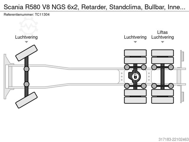 Kabinli şasi Scania R580 V8 NGS 6x2, Retarder, Standclima, Bullbar,...