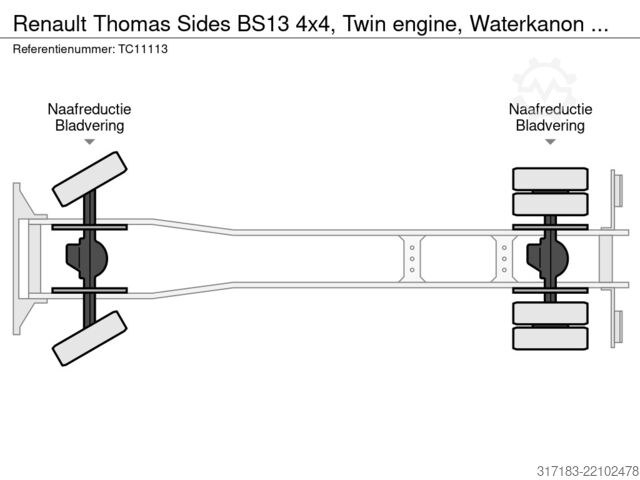 Carro de bombeiros Renault Thomas Sides BS13 4x4, Twin engine, Waterkanon