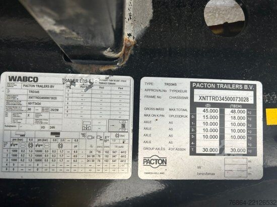 Semirremolque caja PACTON TRD 345, 3-ACHS ROLLBODEN, KOFFERAUFLIEGER, FöRDERBAND, 2XLENKACHSE!