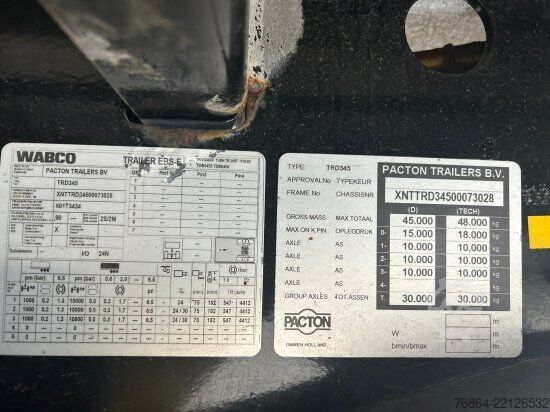 Semirremolque caja PACTON TRD 345, 3-ACHS ROLLBODEN, KOFFERAUFLIEGER, FöRDERBAND, 2XLENKACHSE!