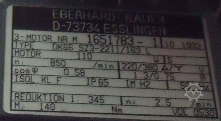 Tandwielmotor 0,11 kW 2,5 tpm BAUER DK 66 SZ3-2211/163L-AS/M