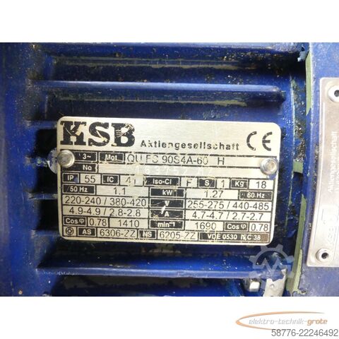 Bileşen  KSB ETABLOC-G 50-160/114 ID: 48862505 Pumpe mit QU FS 90S4A-60 H SN: 163752M