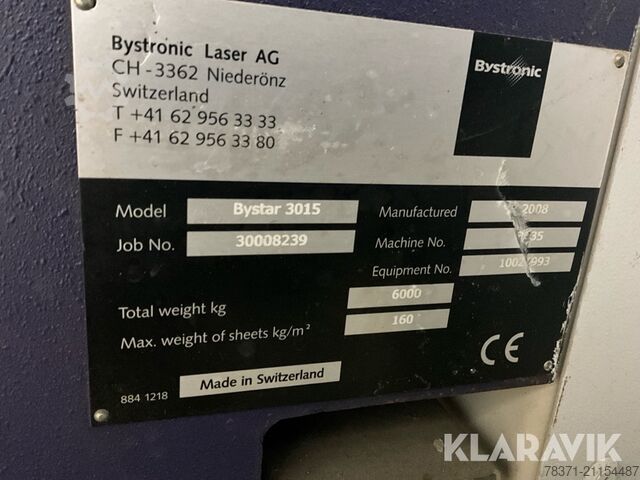 μηχανή κοπής με λέιζερ Bystronic Bystar 3015 Bystar 3015