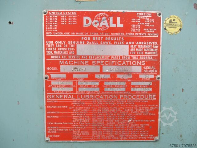 Vertikalbandsäge Bandsäge DOALL 30-12 U (2015)