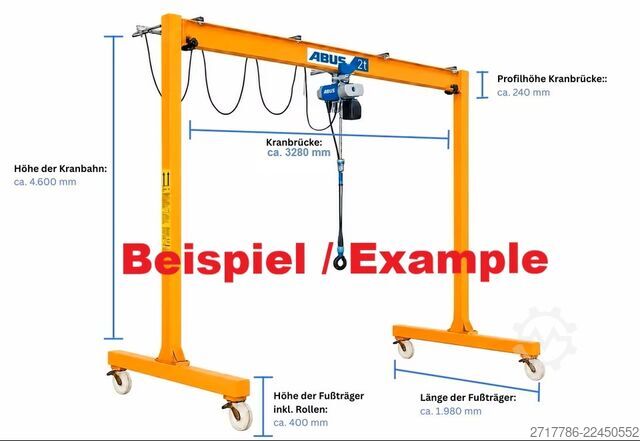 Mobiele portaalkraan Abus LPK 2000 kg x 3600 mm