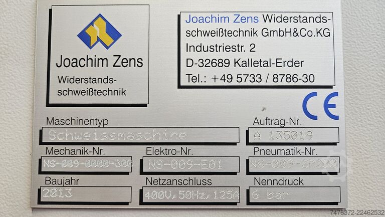 Projektsvejsemaskine Zens Widerstandsschweißtechnik GmbH & Co NS009-250MF-23kN
