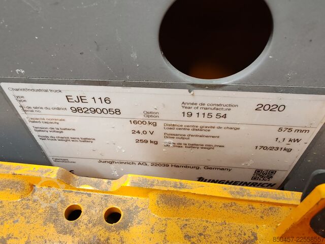 Elektrische palletwagens Jungheinrich EJE 116 1.6t/ 719h/ 250ah