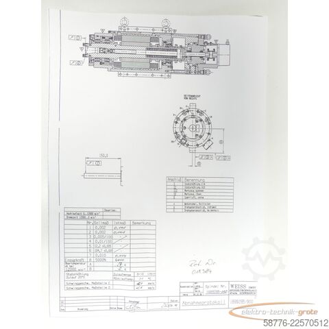 Componente Weiss WEISS 168928B-002 Spindel