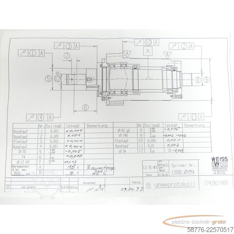 Componente Weiss WEISS 174282-014 Spindel - ! -