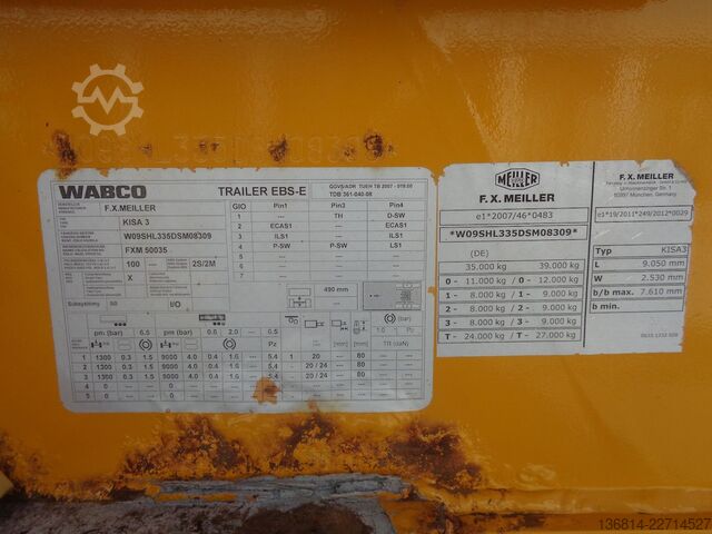 Semi-reboque basculante MEILLER KISA3 MHPS 12/27 Liftachse BPW Alufelgen