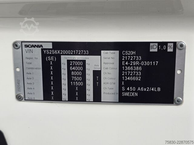 Standaard-SZM Scania S450 6x2/4 LIFT / STEER / RETARDER / PARKING CO...