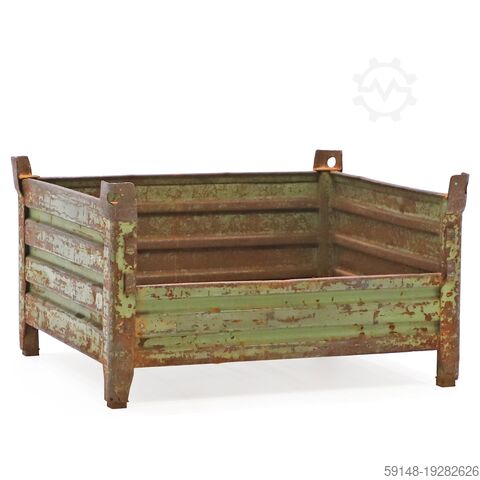 Gebrauchte Stapelboxen Stahl feste Konstruktion Stapelbehälter 1 Langseite halb hoch, L: Kruizinga 98-6623GB