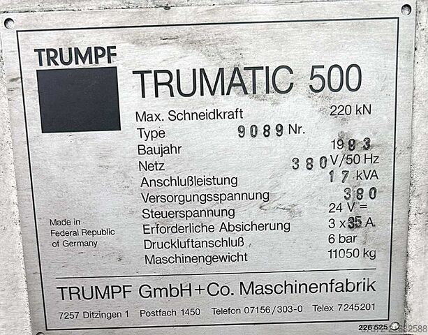 Ponsmachine Trumpf Trumatic 500/Trumalift SheetMaster 1250