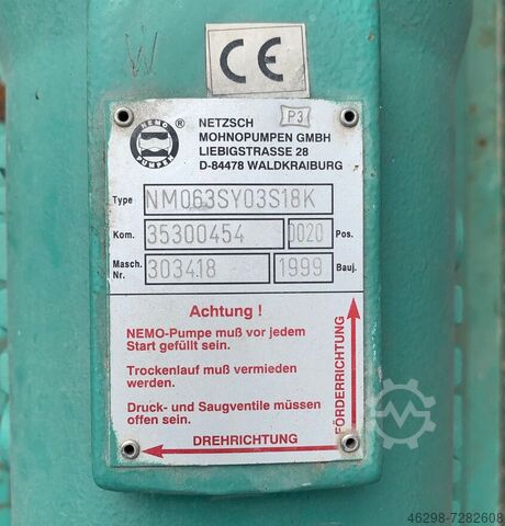 Bomba de alimentación usada Netzsch NM063SY03S18K