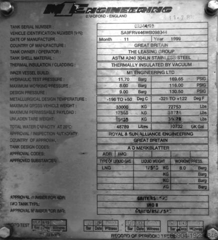 Ρυμουλκούμενο βυτιοφόρο M1 Engineering LNG Methan Gas Cryogenic Semi-trailer