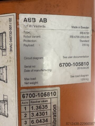 βιομηχανικό ρομπότ ABB IRB 6700-235/2.65