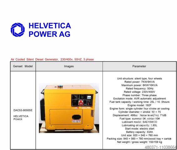 Generator HELVETICA POWER HP9000SE