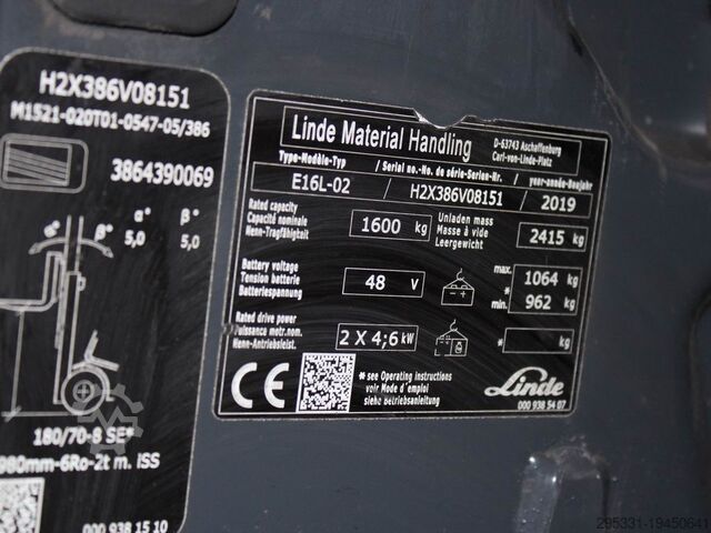 Elektrische vorkheftruck 3 wielen Linde E 16 L-02  386