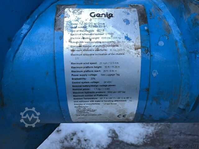 Trailer-Mounted Boom Lift Genie TZ-50 DC w/Drive (17m)