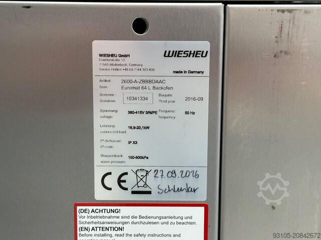 WIESHEU EUROMAT B5/B10 VARIO BAKERY OVEN Wiesheu Euromat B5/B10
