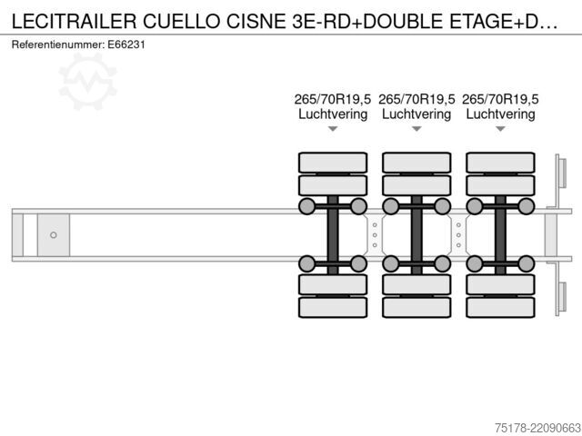 Bâche LECITRAILER CUELLO CISNE 3E-RD+DOUBLE ETAGE+DHOLLANDIA 2TON