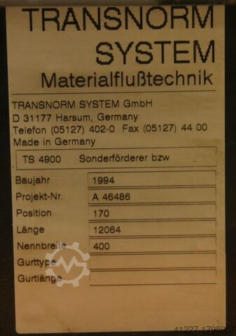 Roller conveyor driven Transnorm Typ 400/2000