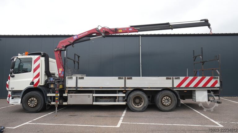 Kranwagen DAF CF 75.310 6x2 open box with HMF 1420 crane